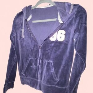 TRUE Y2K Victoria secret PINK Y2K 2005 blue velour zip up hoodie
